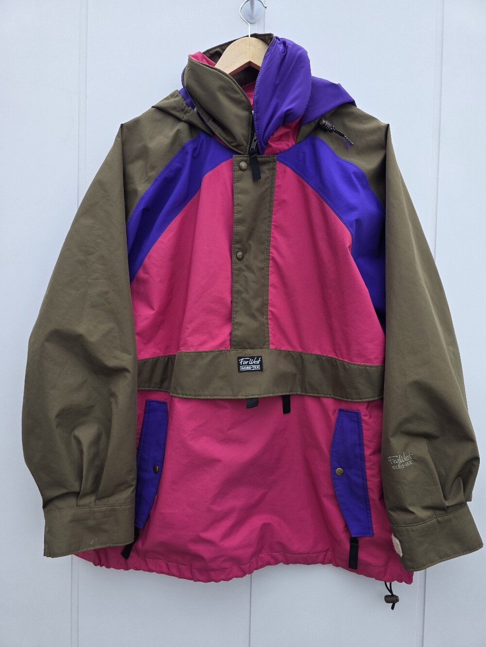 Vintage FarWest Gore-Tex Colorblock Anorak Jacket Pink Purple Mens Large
